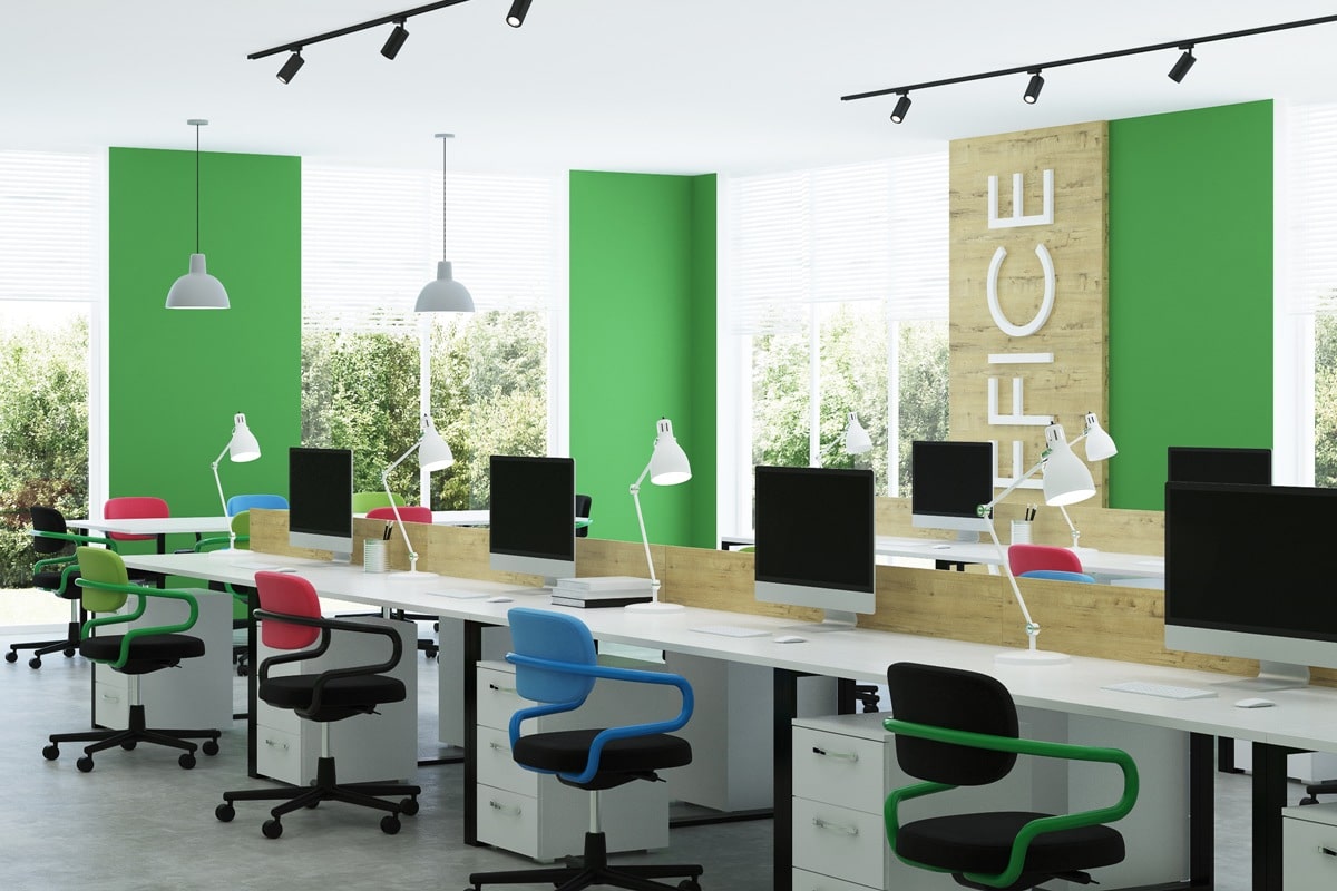 Modern office interior. Openspace. 3D rendering.