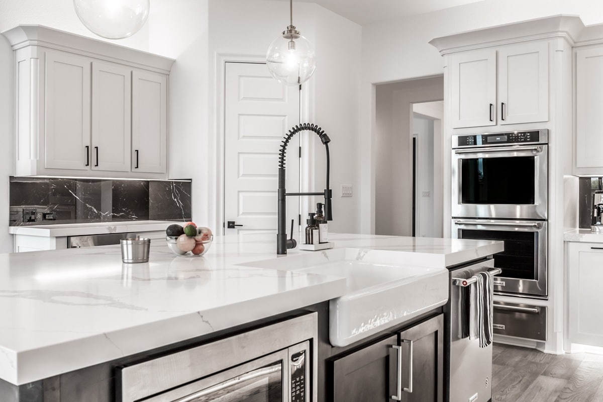 View of a kitchen with beautiful, modern interior paint finishes best sheen for kitchen cabinets